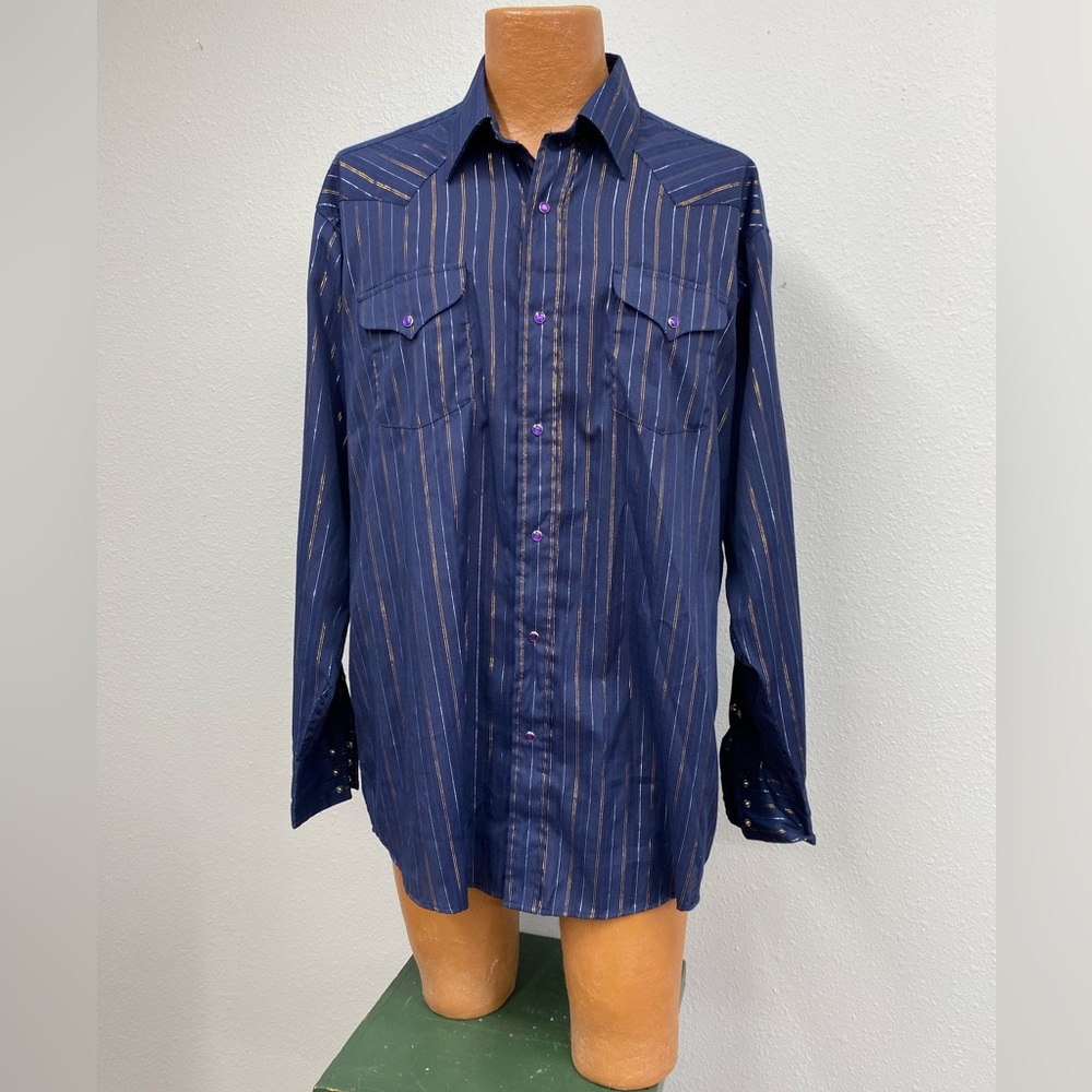 Vintage Panhandle Slim Men's Long Sleeve Pearl Snap Size 17 36